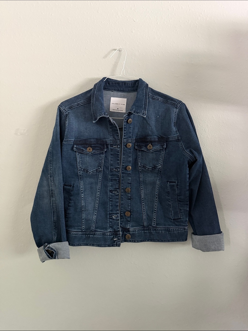 Celebrity Pink Dark Blue Denim Jacket